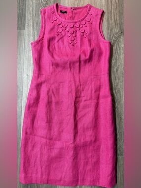Talbots Fuchsia Pink Linen Sheath Dress Kentucky Derby Garden Party Preppy 6P